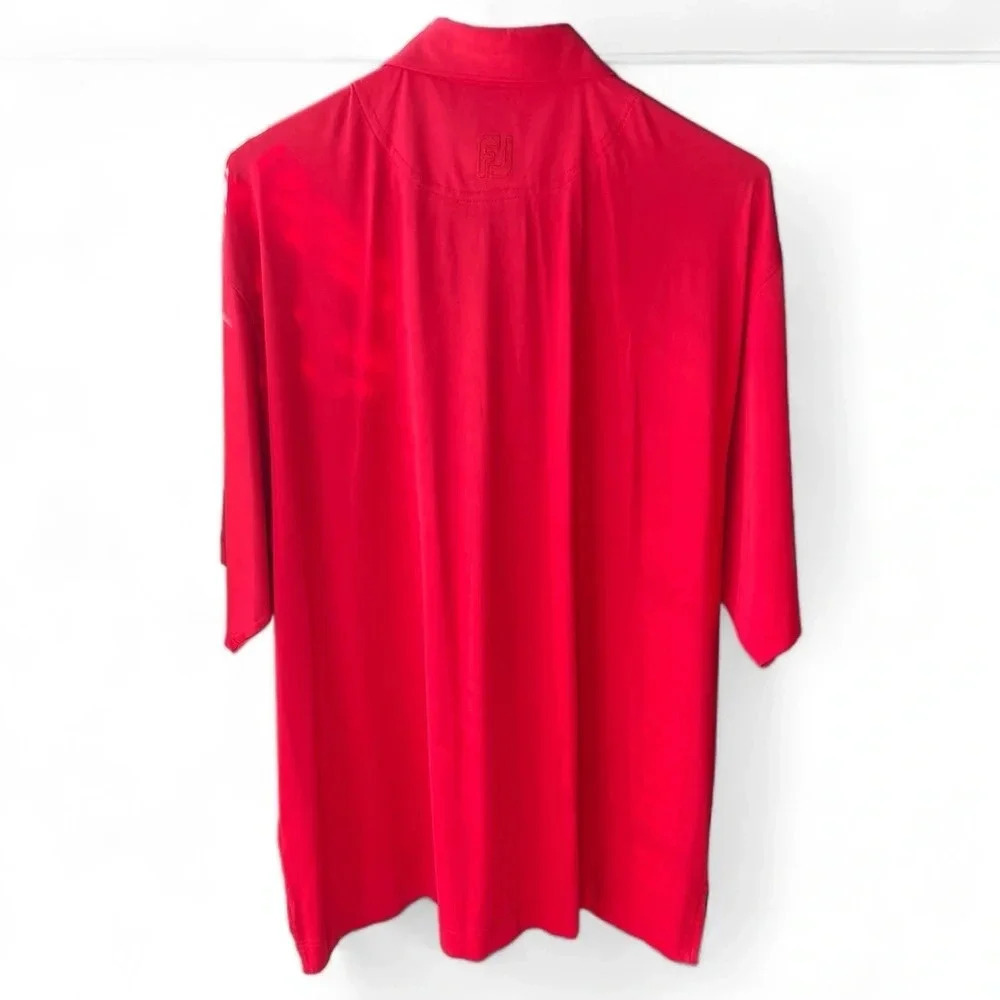 FOOTJOY Projoy Lisle Solid Red Short Sleeve Polo Shirt Golf Style Size large - Picture 2 of 10
